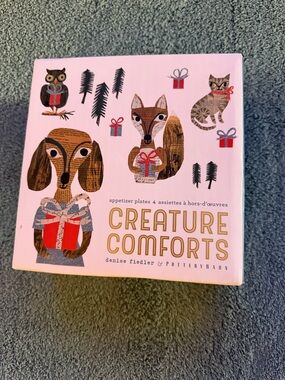 Creature Comforts Appetizer Plates - Pink with Animal Gift Designs